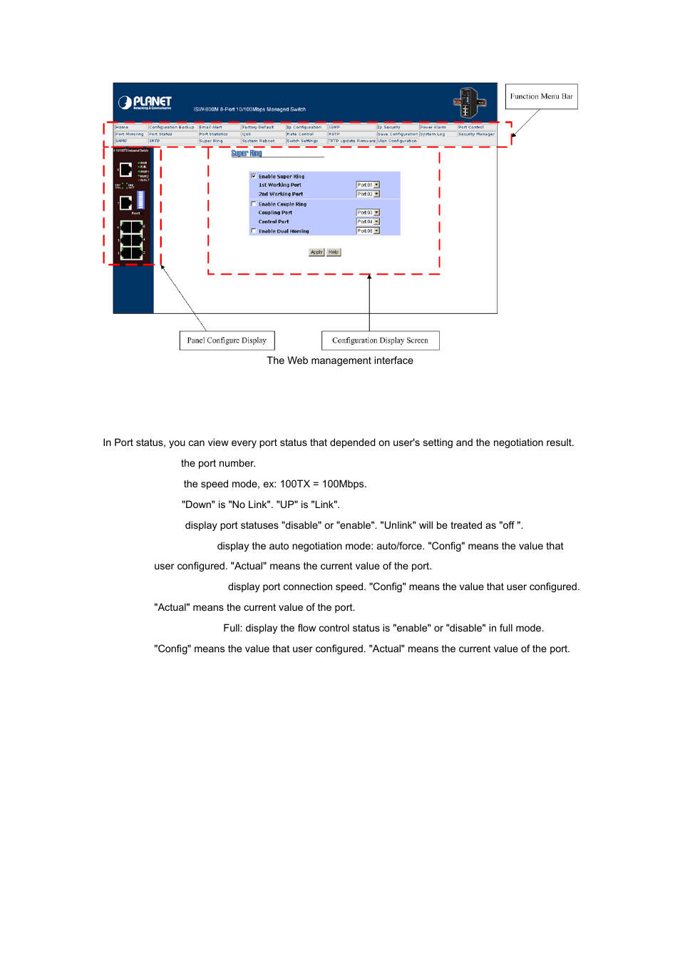 4 port status | Planet Technology ISW-800M User Manual | Page 22 / 57