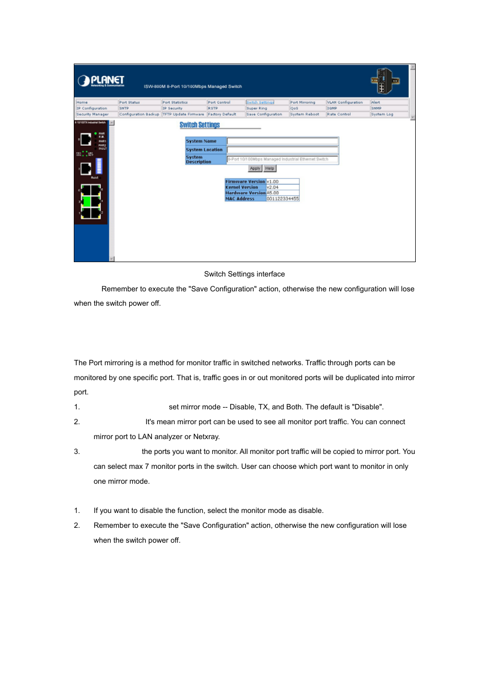 9 port mirroring | Planet Technology ISW-800M User Manual | Page 26 / 57