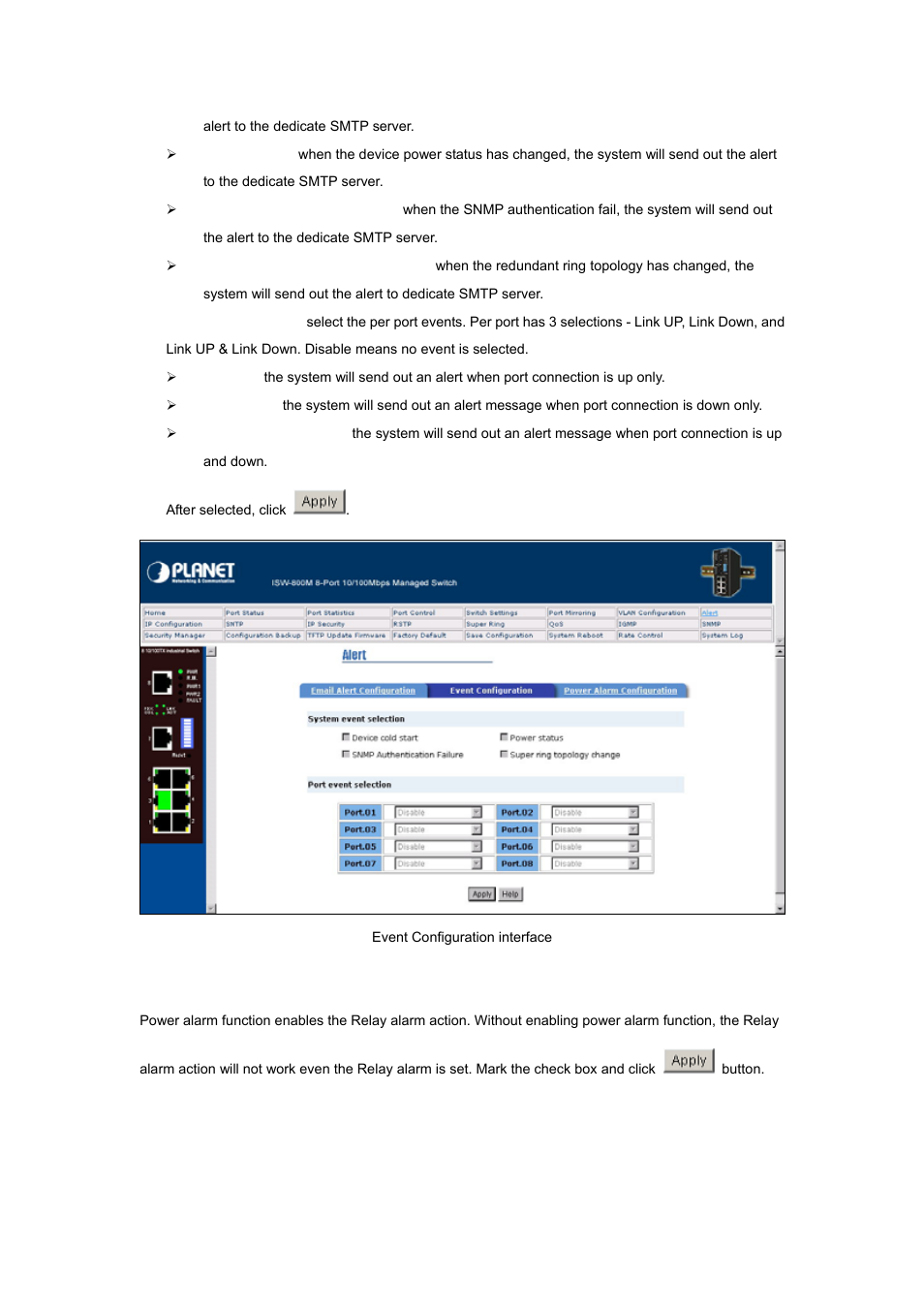 3 power alarm configuration | Planet Technology ISW-800M User Manual | Page 34 / 57