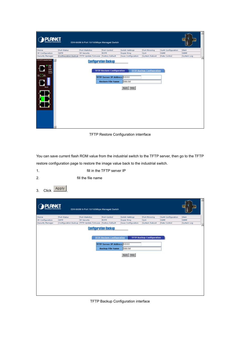 2 tftp backup configuration | Planet Technology ISW-800M User Manual | Page 48 / 57