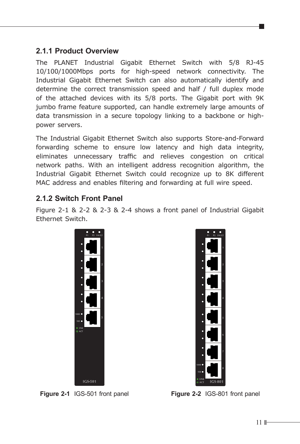 Planet Technology Industrial Gigabit Ethernet Switch IGS-501 User Manual | Page 11 / 24