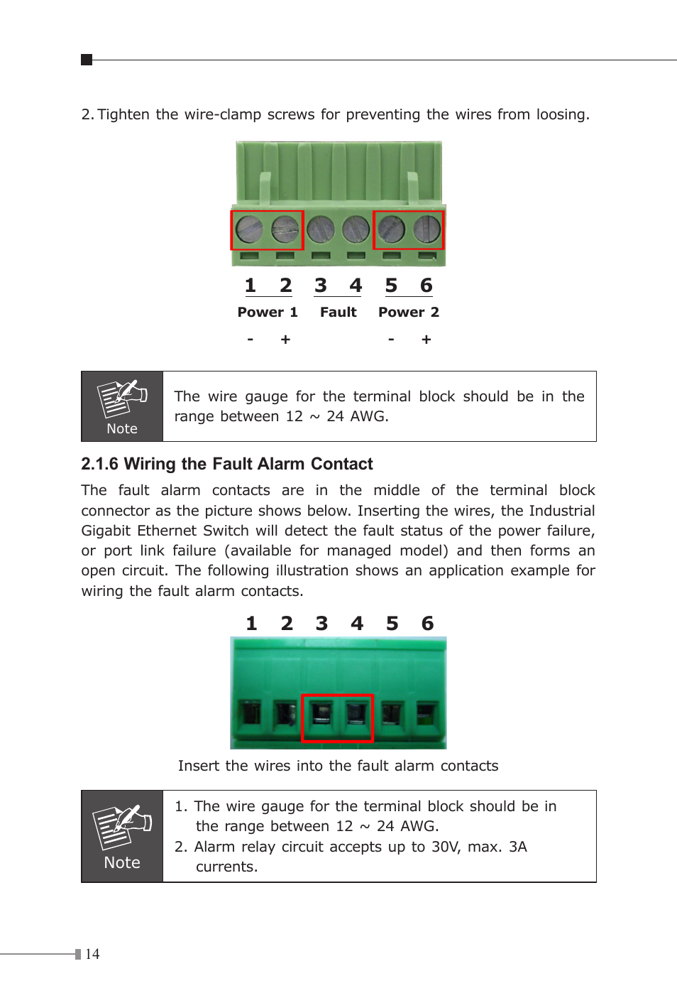 6 wiring the fault alarm contact | Planet Technology Industrial Gigabit Ethernet Switch IGS-501 User Manual | Page 14 / 24