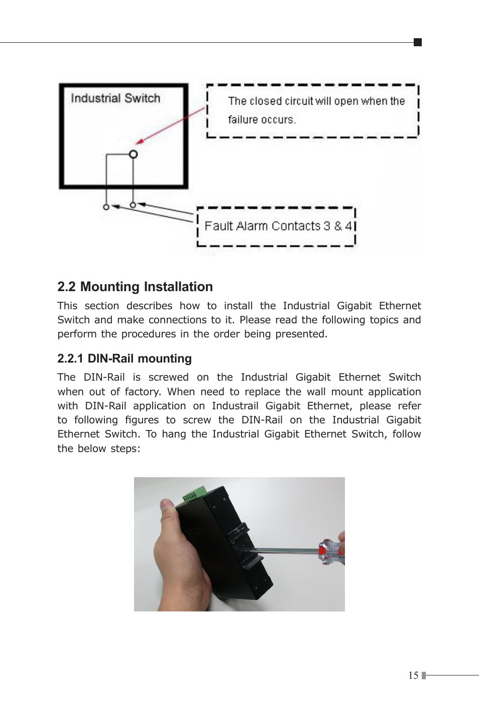 2 mounting installation | Planet Technology Industrial Gigabit Ethernet Switch IGS-501 User Manual | Page 15 / 24