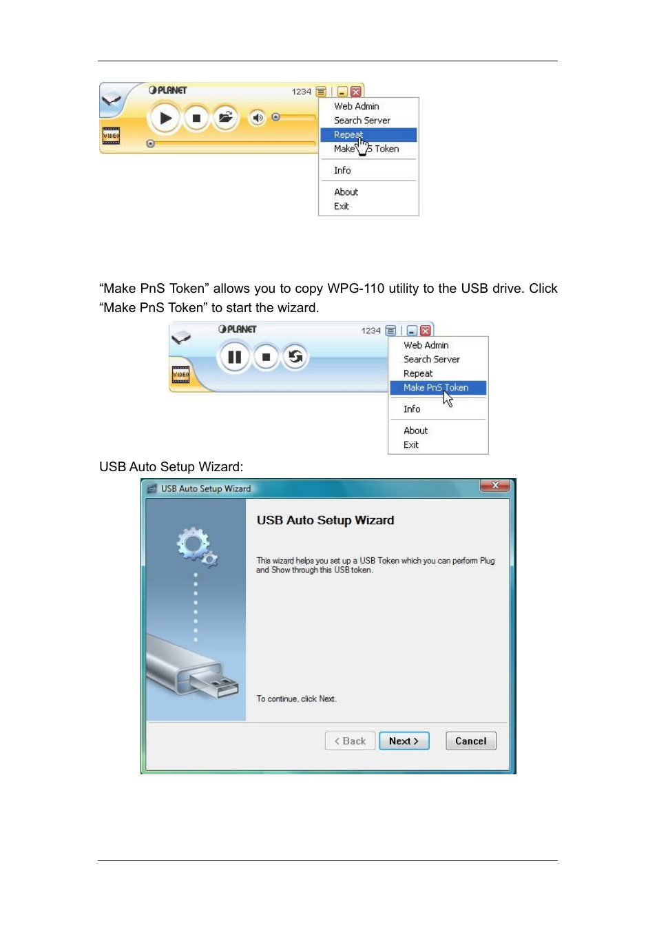 9 make pns token, Make pns token | Planet Technology WPG-110 User Manual | Page 17 / 36