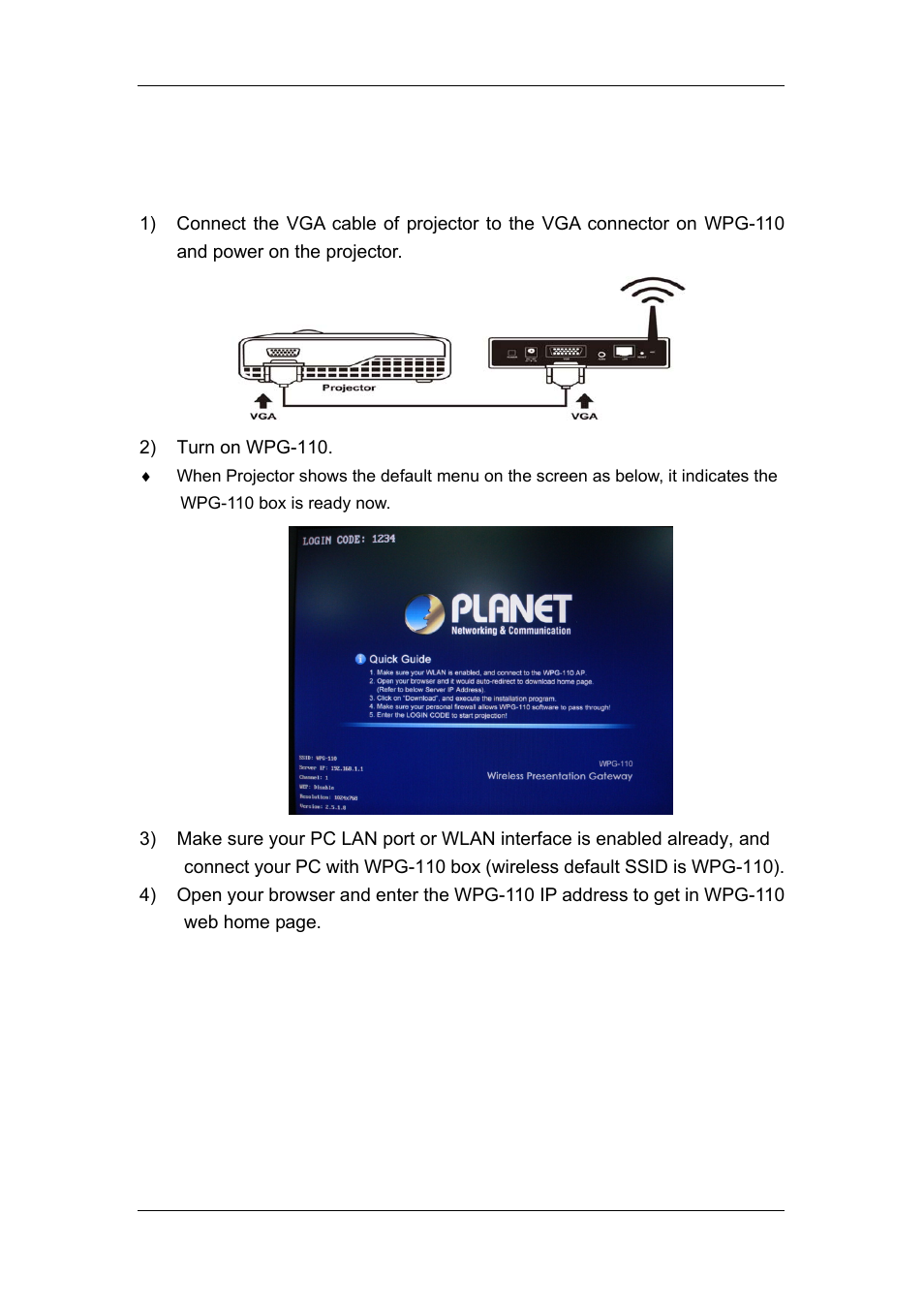 Quick start | Planet Technology WPG-110 User Manual | Page 8 / 36