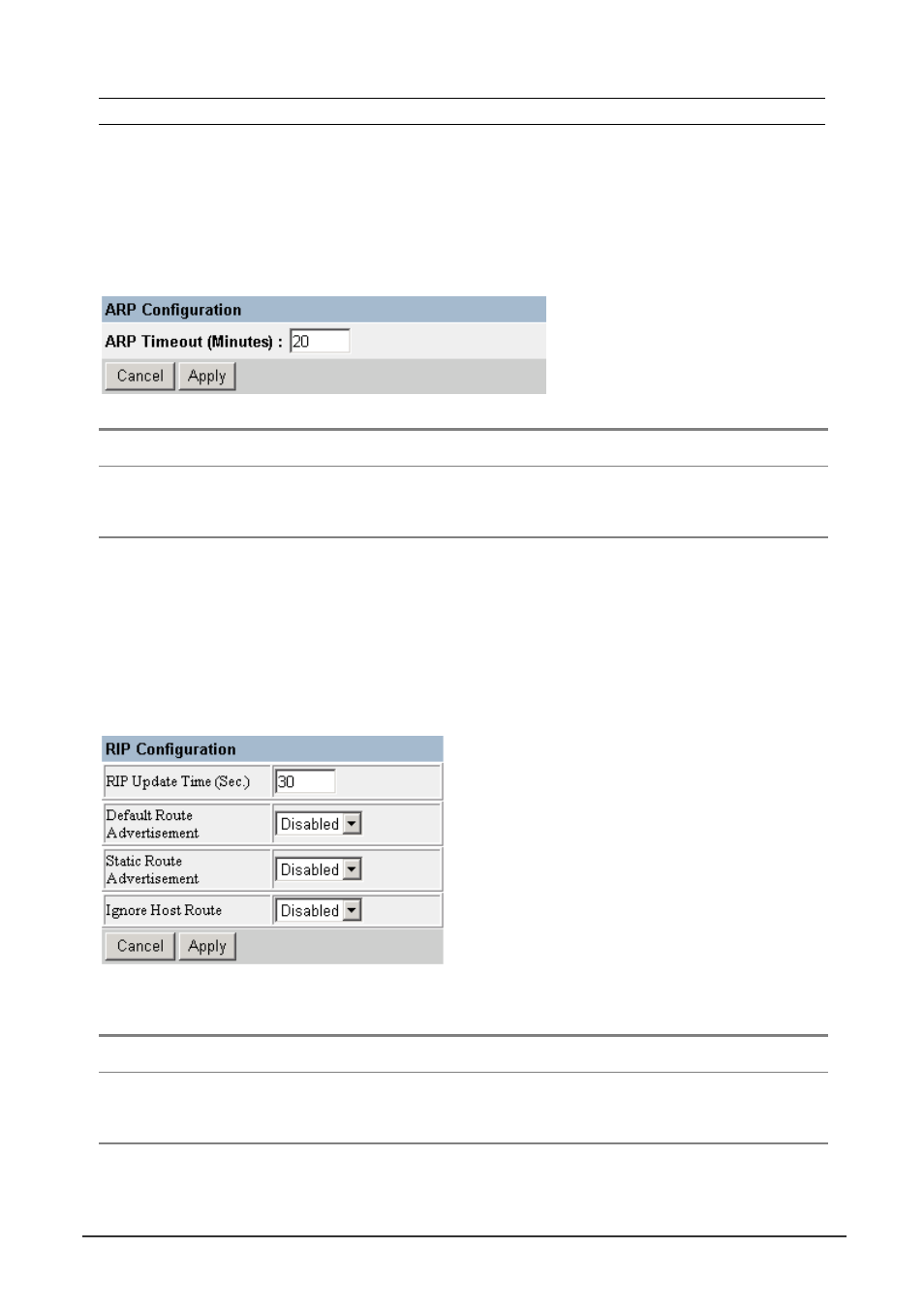 1 setting the arp timeout, 2 setting the rip advertisement policy | Planet Technology WGS3-404 User Manual | Page 194 / 267