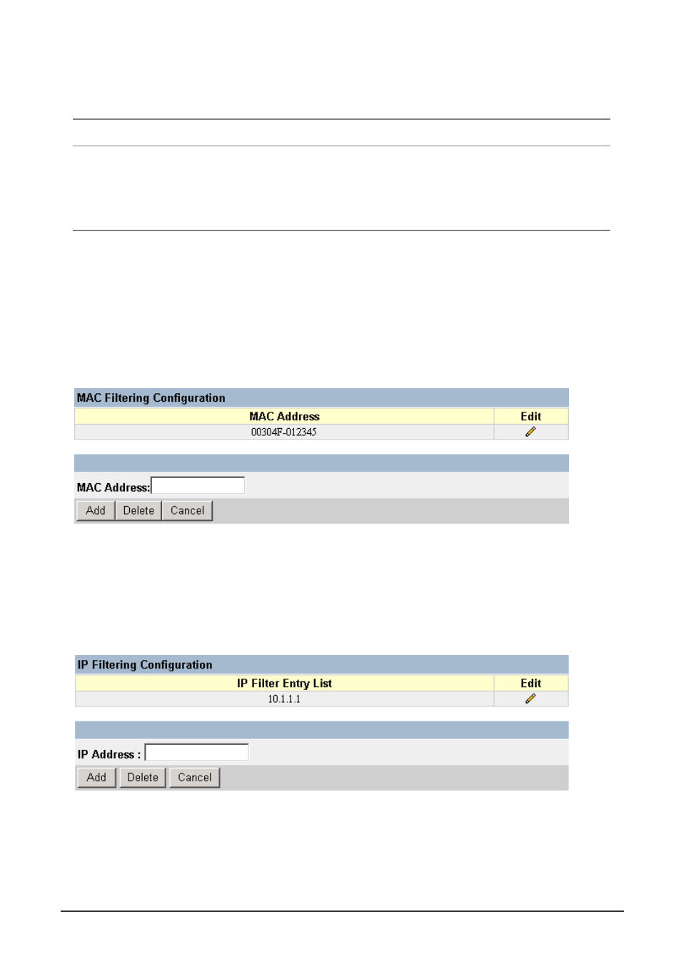 6 configuring security filters, 1 configuring mac address filters, 2 configuring ip address filters | Planet Technology WGS3-404 User Manual | Page 207 / 267