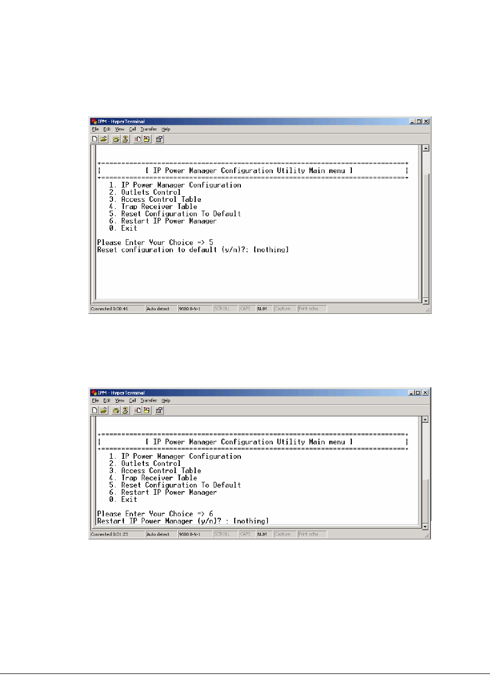 6 reset configuration to default, 7 restart ip power manager, Eset | Onfiguration, Efault, Estart, Ower, Anager | Planet Technology 8-Port IP Power Manager IPM-8001 User Manual | Page 27 / 58