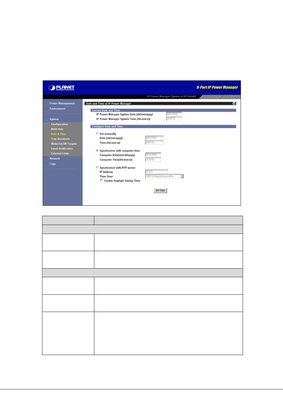 3 date & time, Date & time | Planet Technology 8-Port IP Power Manager IPM-8001 User Manual | Page 40 / 58