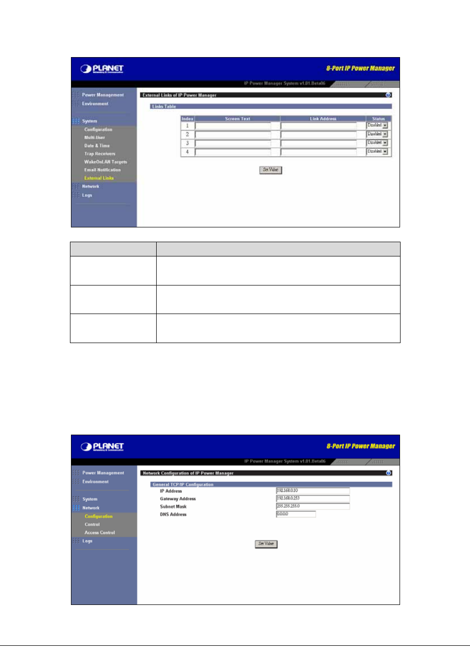 4 network, 1 configuration, Etwork | Configuration | Planet Technology 8-Port IP Power Manager IPM-8001 User Manual | Page 45 / 58