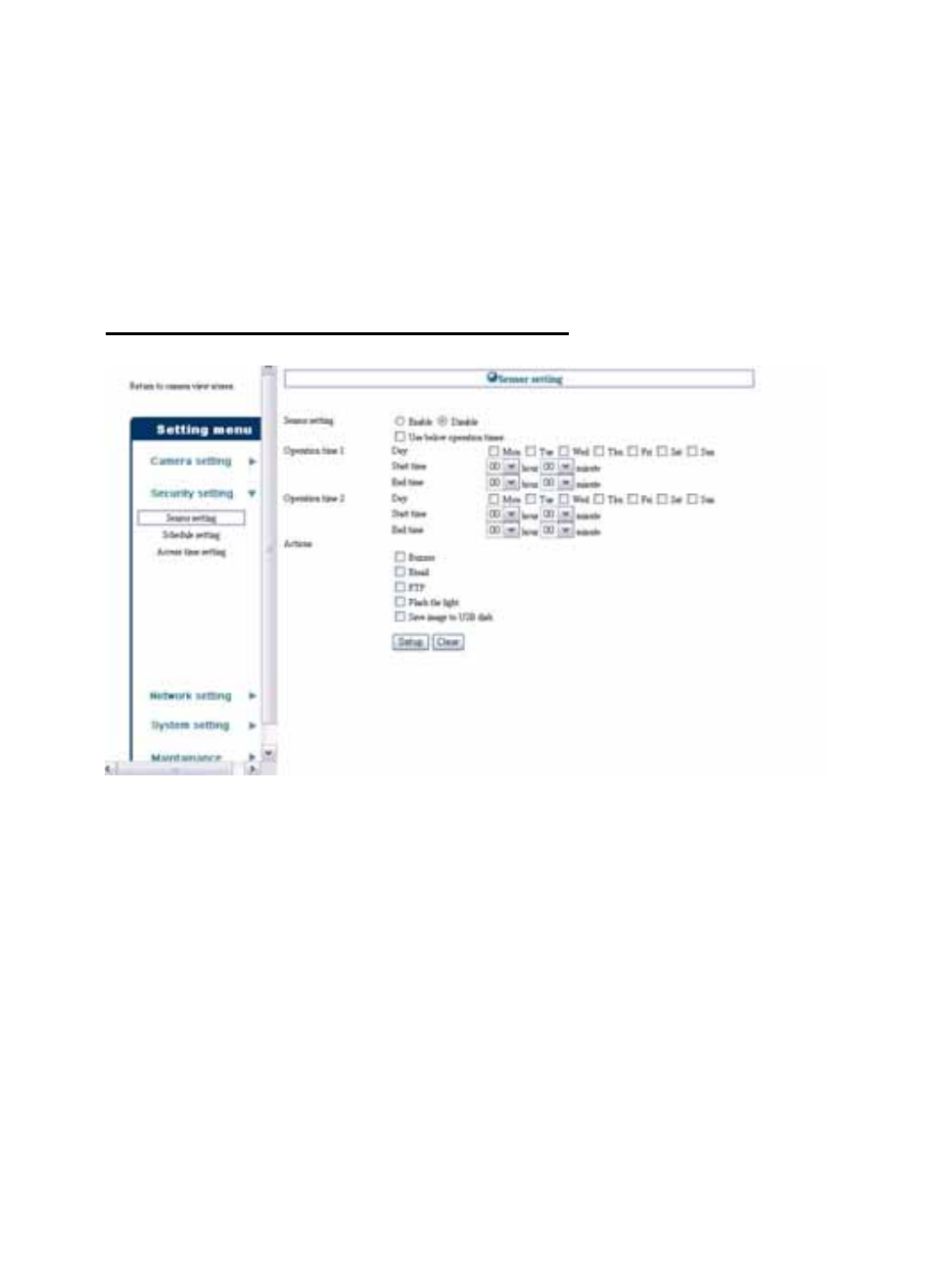 Security setting, Security setting > sensor setting | Planet Technology ICA-210W User Manual | Page 36 / 101