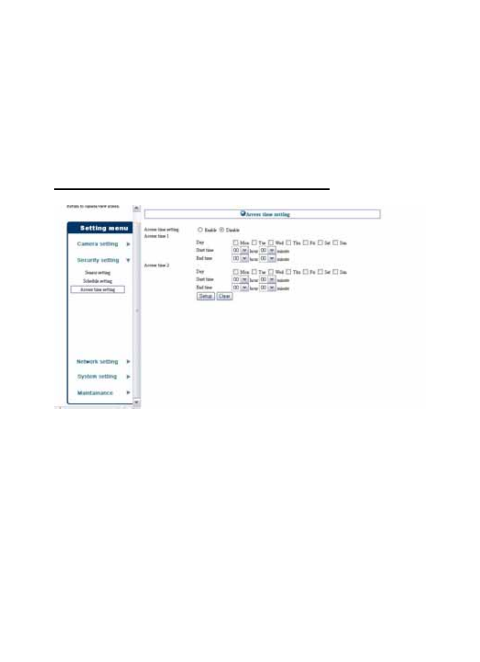 Security setting > access time setting | Planet Technology ICA-210W User Manual | Page 38 / 101