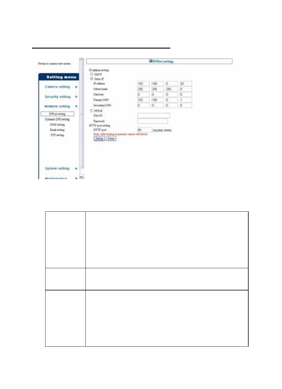 Network setting > ip/port setting | Planet Technology ICA-210W User Manual | Page 41 / 101
