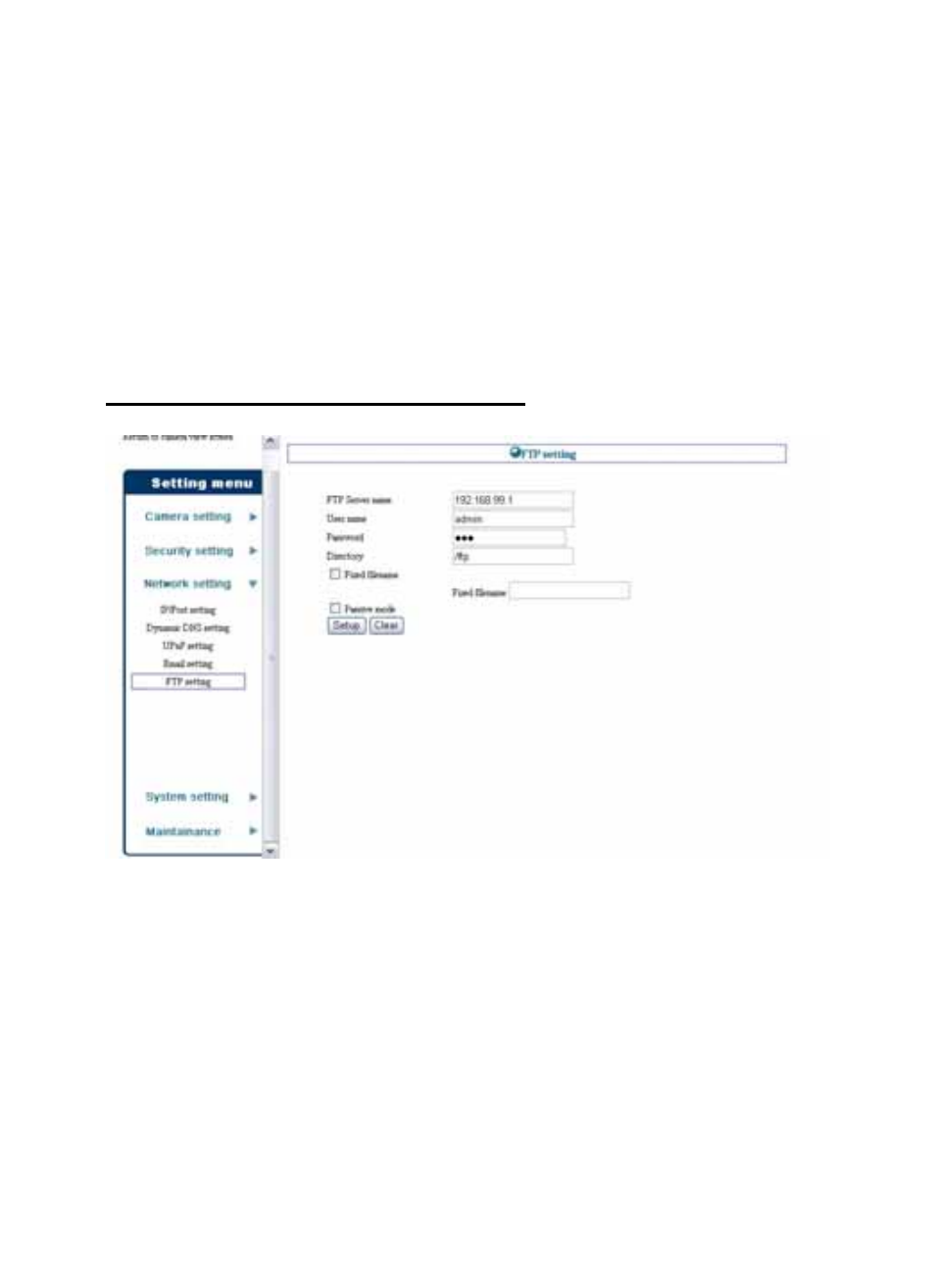 Network setting > ftp setting | Planet Technology ICA-210W User Manual | Page 45 / 101
