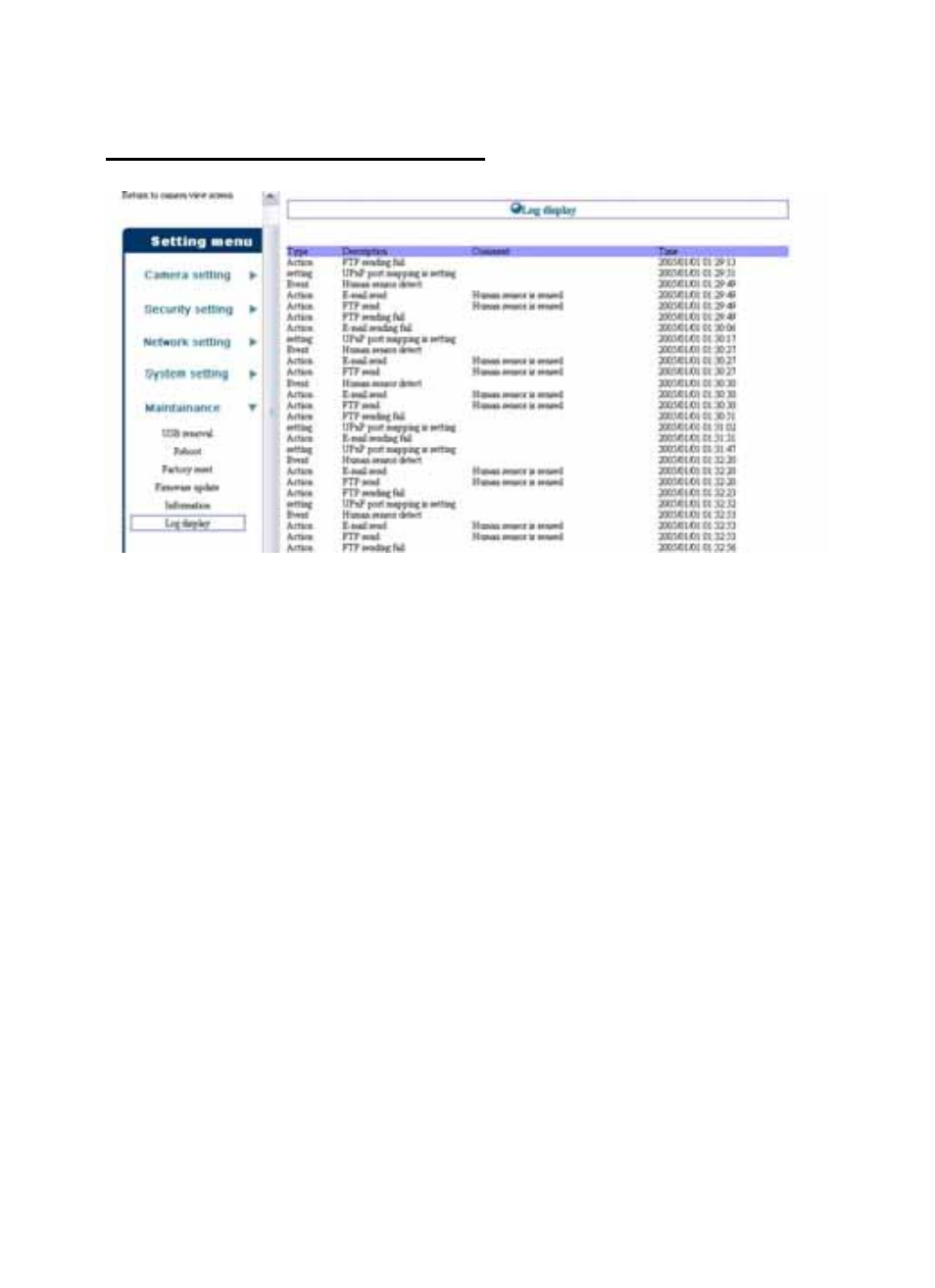 Maintenance > log display | Planet Technology ICA-210W User Manual | Page 54 / 101