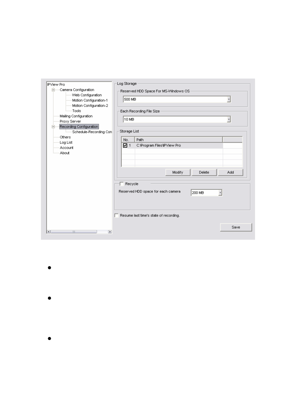 Recording configuration | Planet Technology ICA-210W User Manual | Page 74 / 101