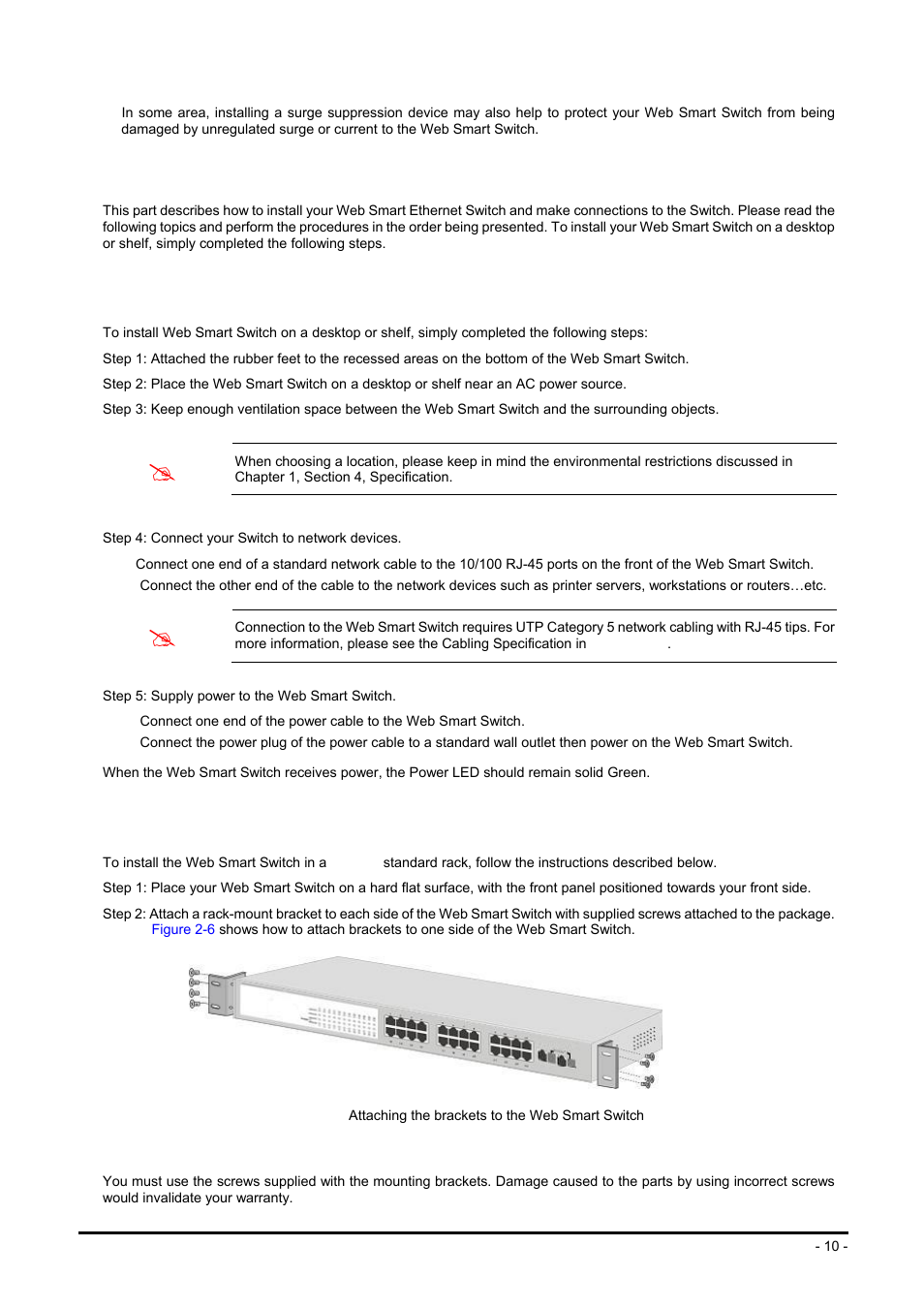 3 hardware installation, 1 desktop installation, 2 rack mounting | Ardware, Nstallation | Planet Technology FGSW-2624SF User Manual | Page 10 / 89