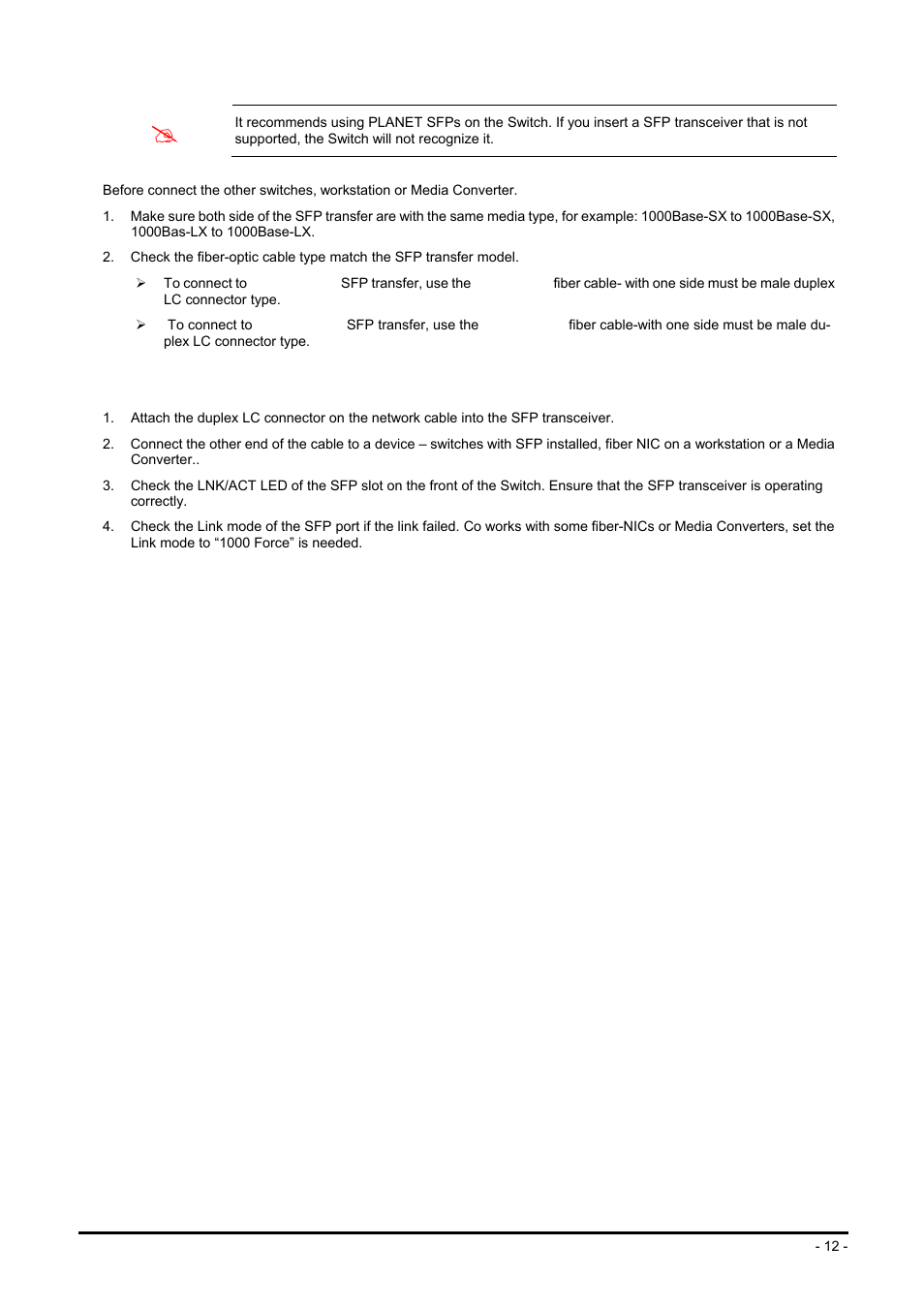 Planet Technology FGSW-2624SF User Manual | Page 12 / 89