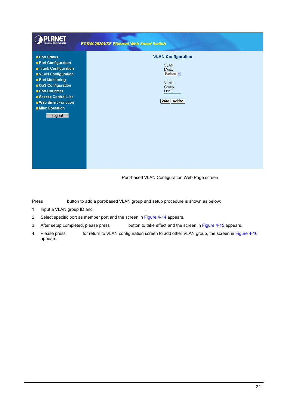 Planet Technology FGSW-2624SF User Manual | Page 22 / 89