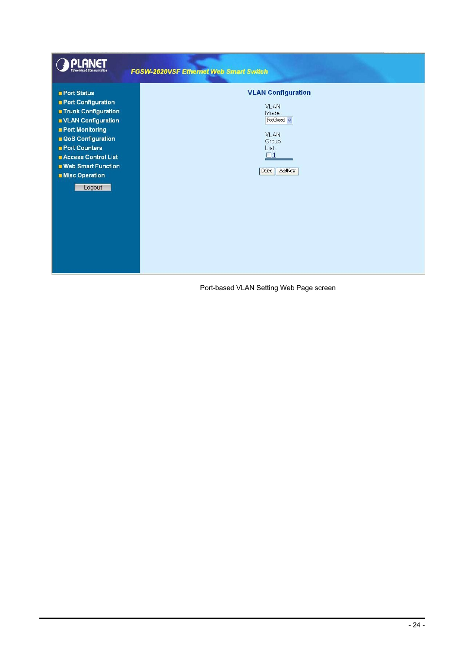 Planet Technology FGSW-2624SF User Manual | Page 24 / 89