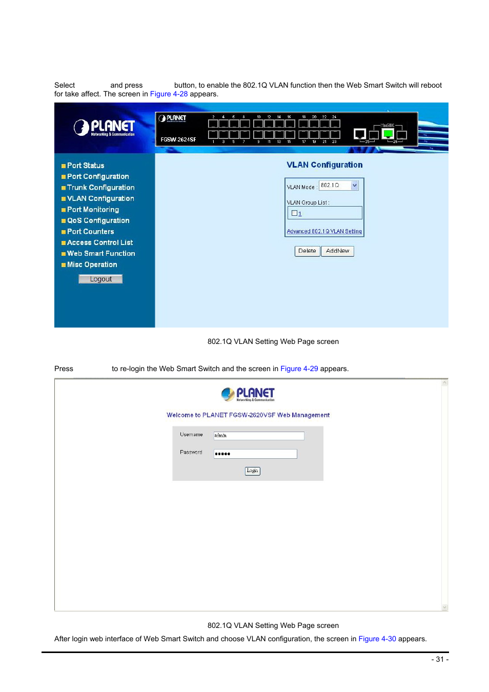 Planet Technology FGSW-2624SF User Manual | Page 31 / 89