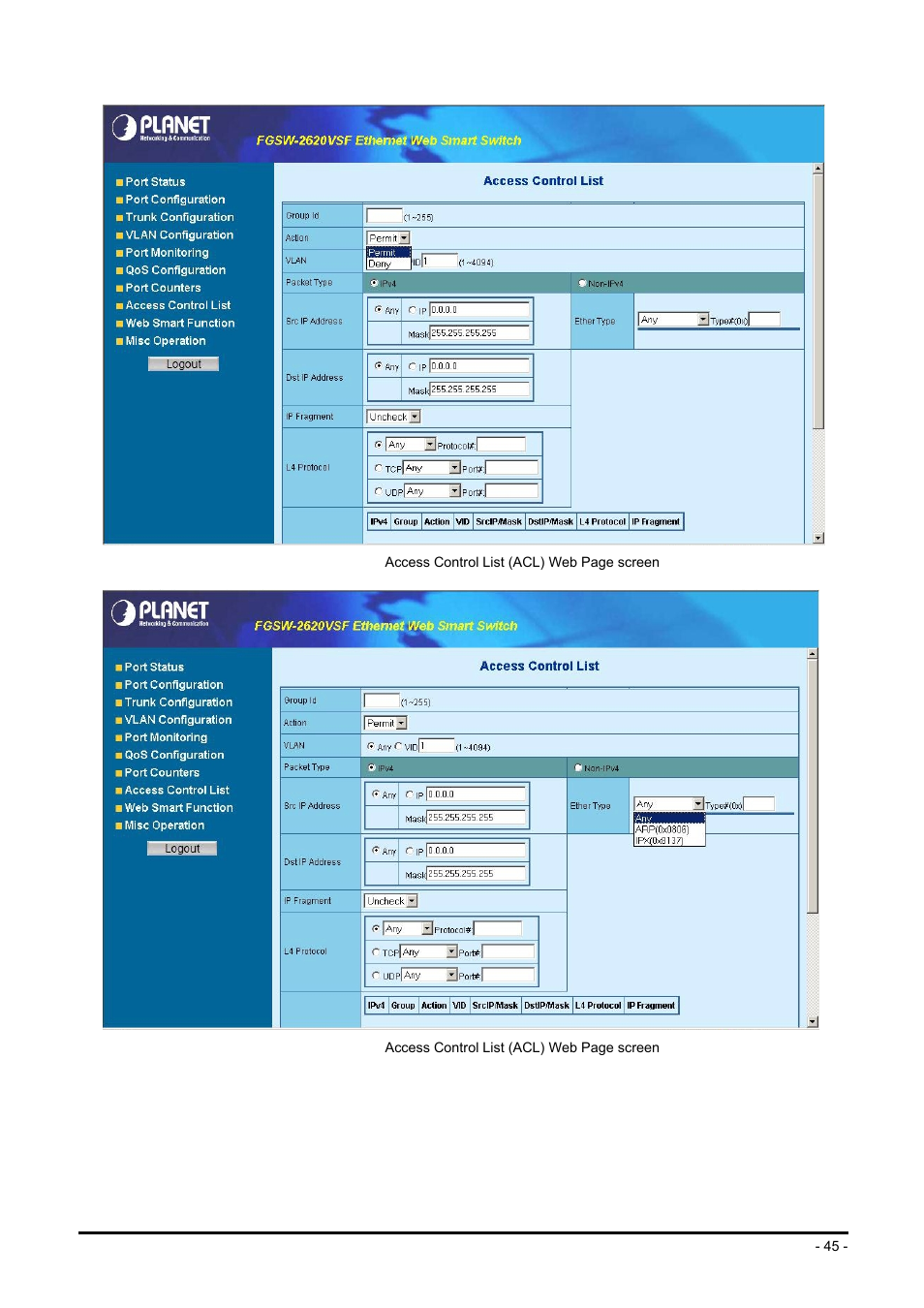 Planet Technology FGSW-2624SF User Manual | Page 45 / 89