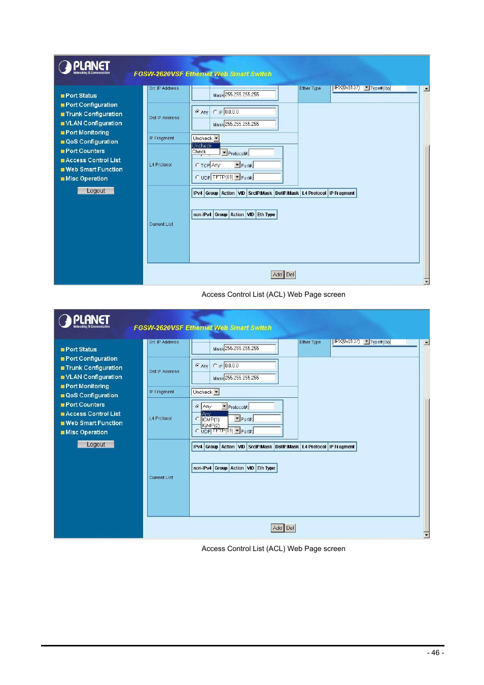 Planet Technology FGSW-2624SF User Manual | Page 46 / 89