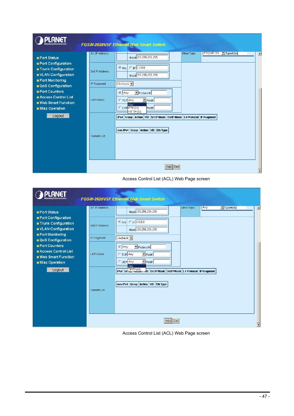 Planet Technology FGSW-2624SF User Manual | Page 47 / 89