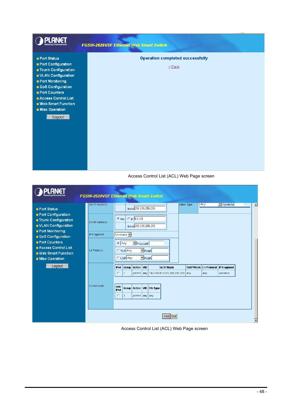 Planet Technology FGSW-2624SF User Manual | Page 48 / 89