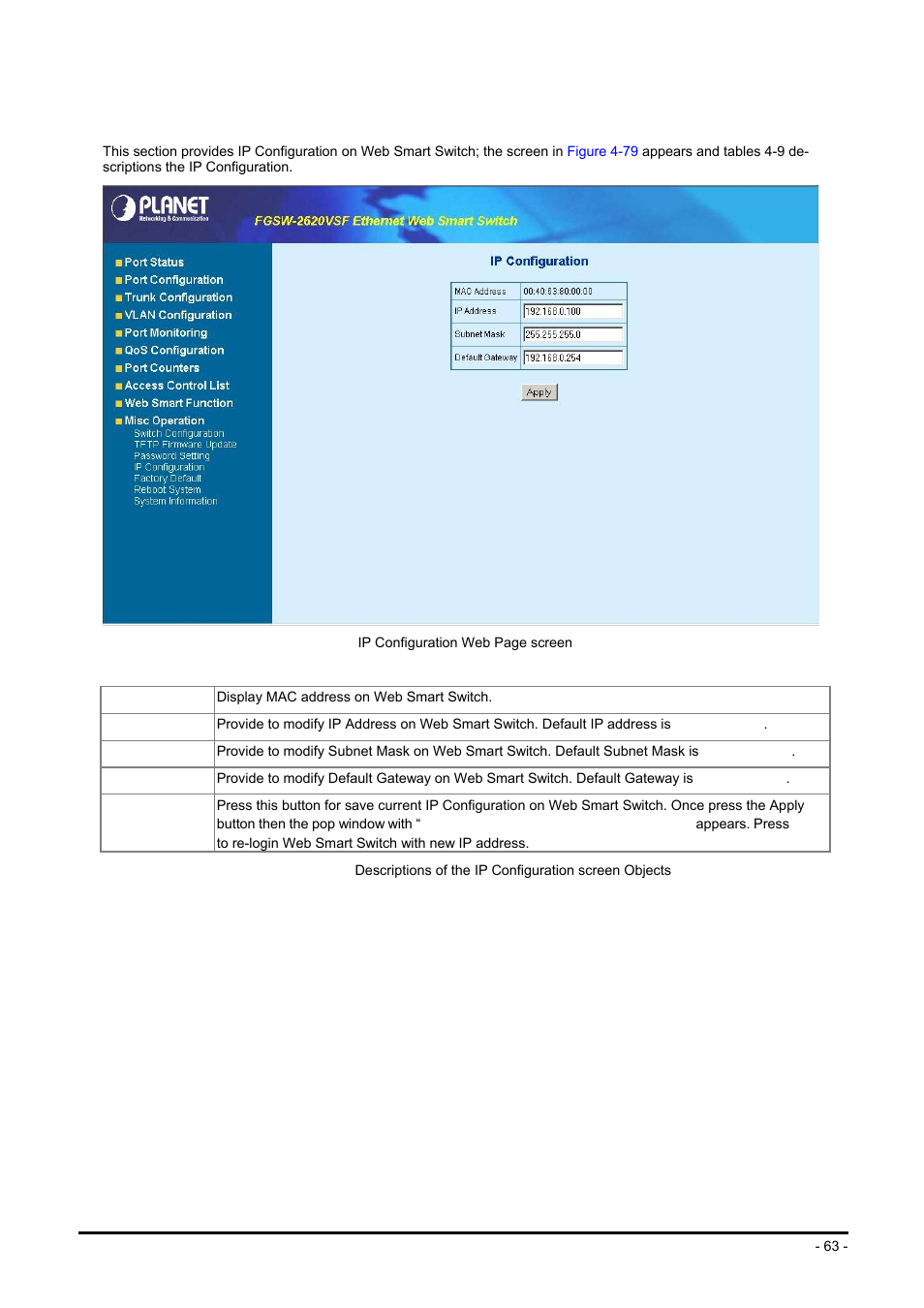 4 ip configuration | Planet Technology FGSW-2624SF User Manual | Page 63 / 89