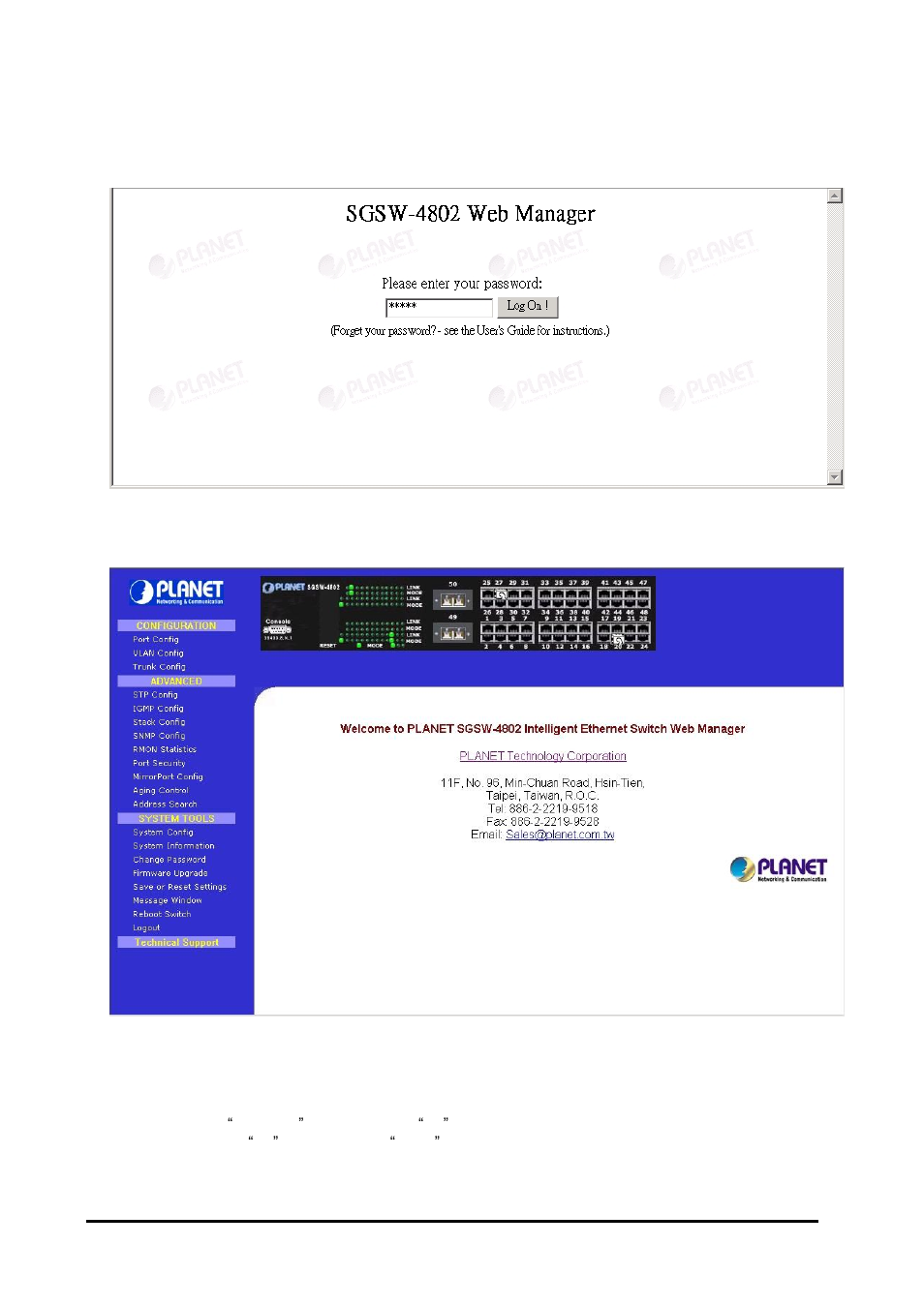 3 port config, 2 web pages | Planet Technology SGSW-4802 User Manual | Page 13 / 80