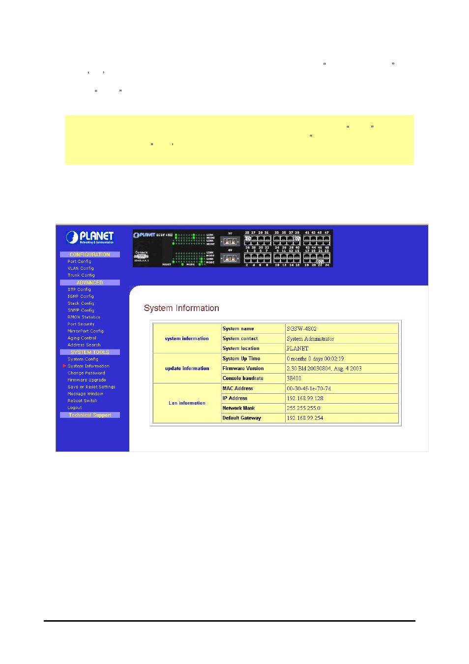 18 system information | Planet Technology SGSW-4802 User Manual | Page 33 / 80