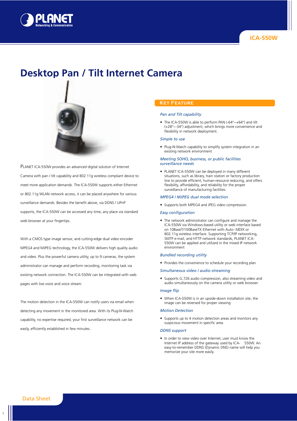 Planet Technology ICA-550W User Manual | 2 pages