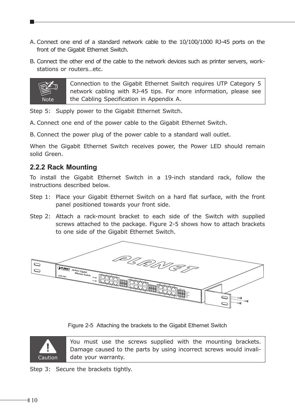 2 rack mounting | Planet Technology GSW-1601 User Manual | Page 10 / 16
