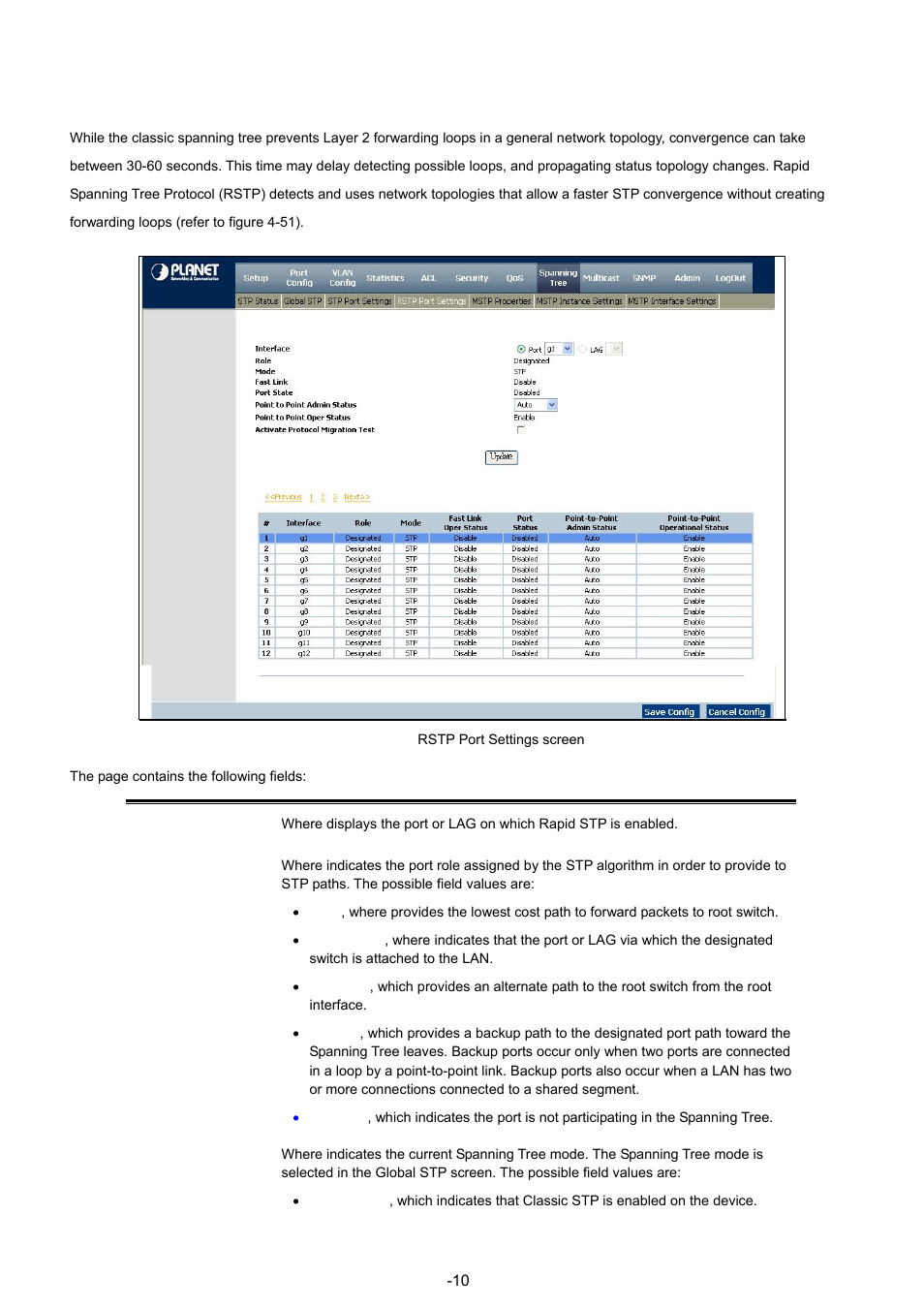 4 rstp port settings | Planet Technology WGSW-48040 User Manual | Page 105 / 371