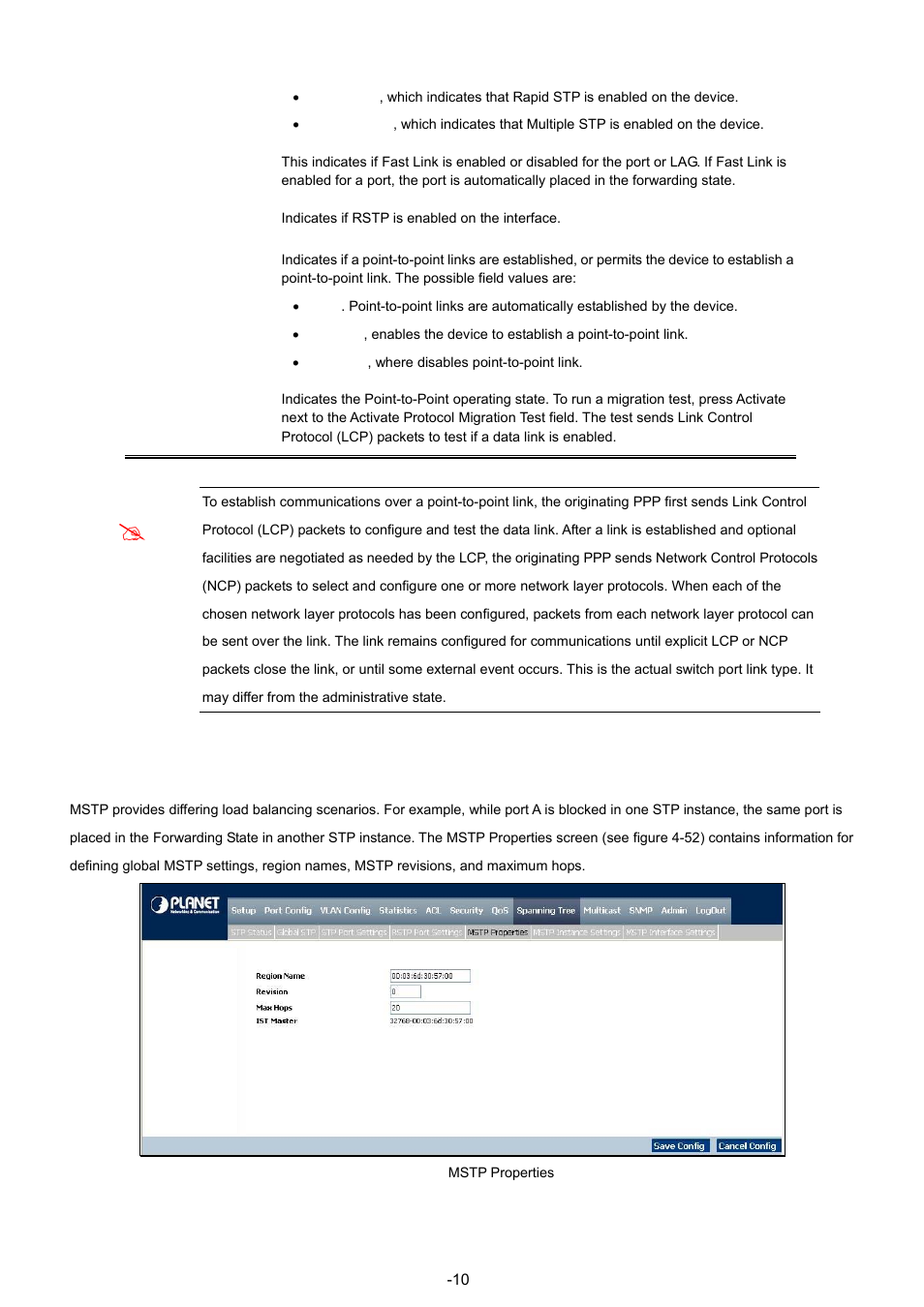 5 mstp properties | Planet Technology WGSW-48040 User Manual | Page 106 / 371