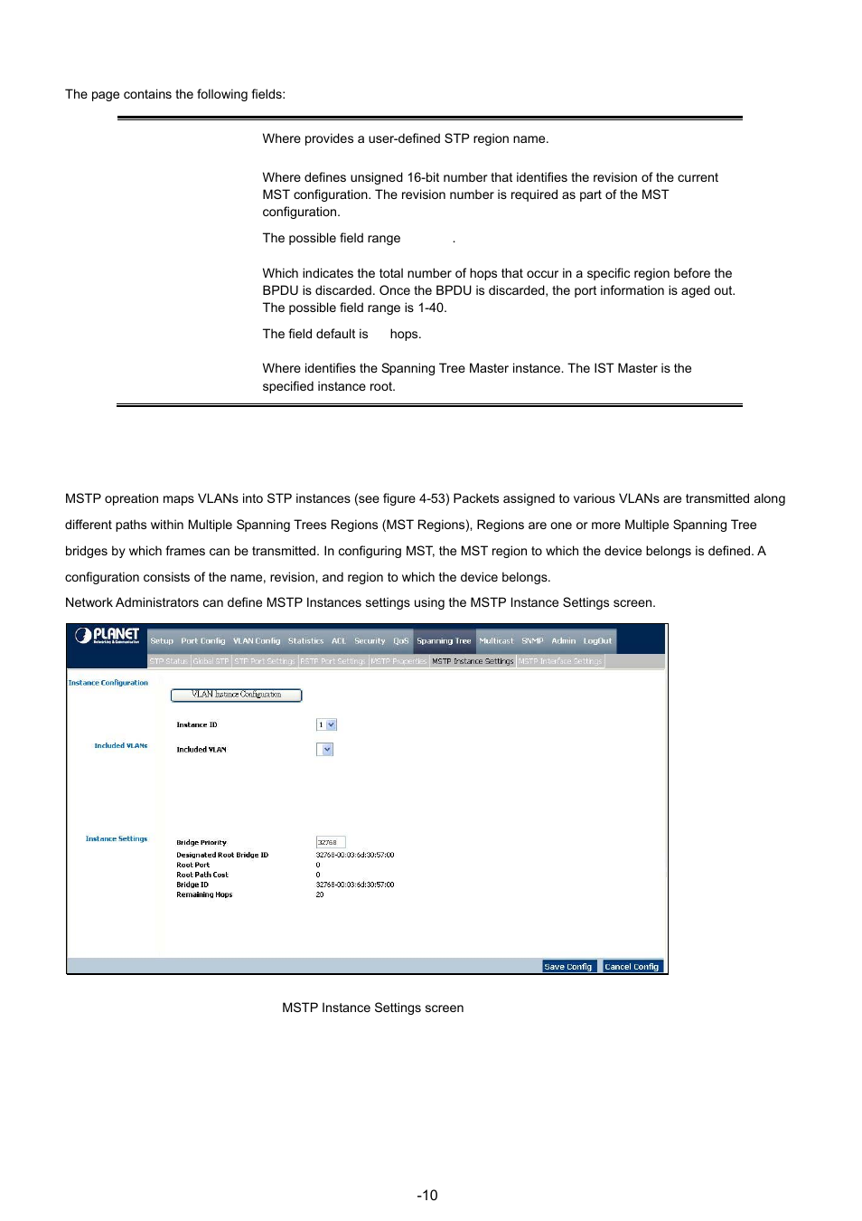 6 mstp instance settings | Planet Technology WGSW-48040 User Manual | Page 107 / 371