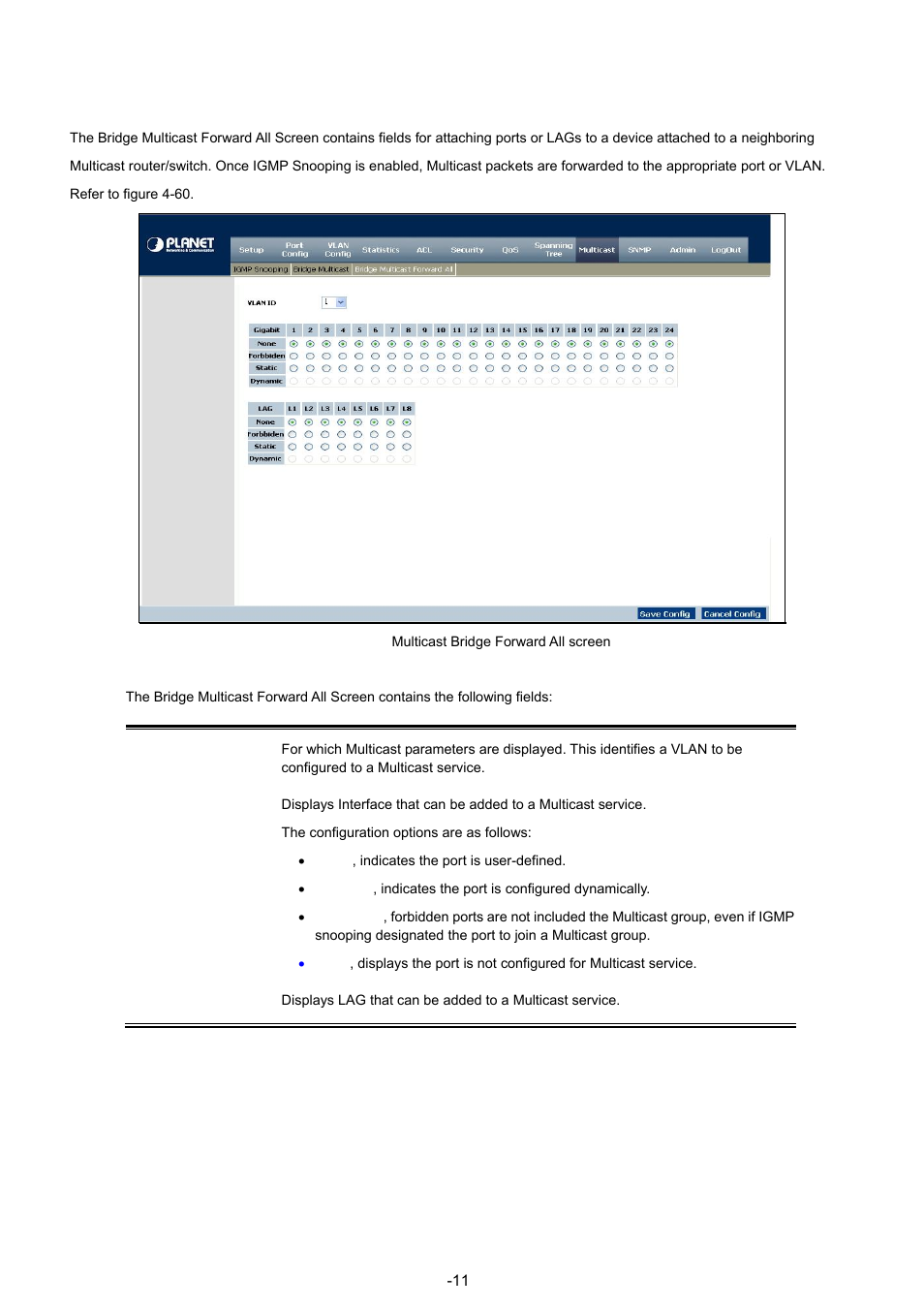 3 bridge multicast forward all | Planet Technology WGSW-48040 User Manual | Page 117 / 371