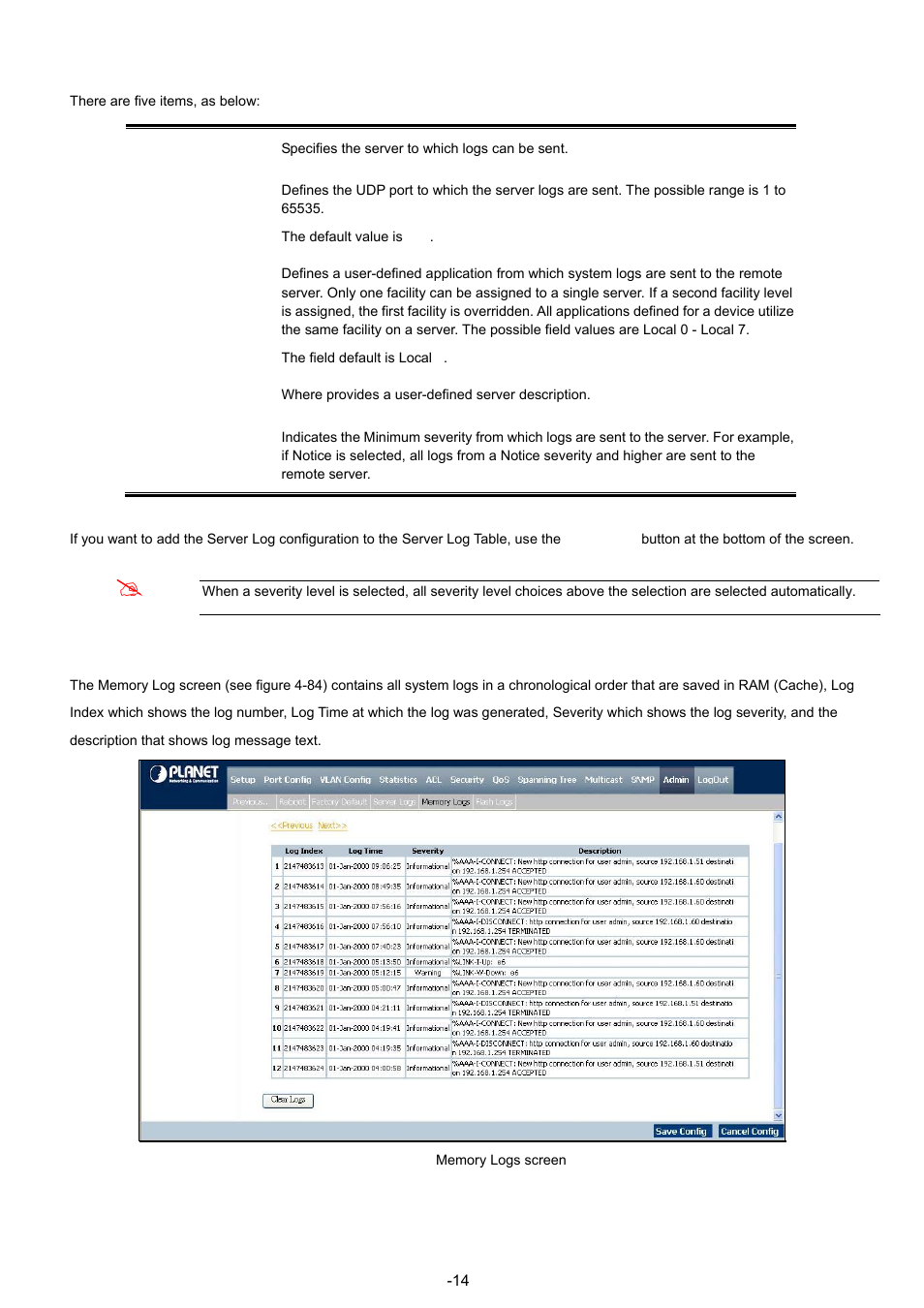 13 memory logs | Planet Technology WGSW-48040 User Manual | Page 140 / 371