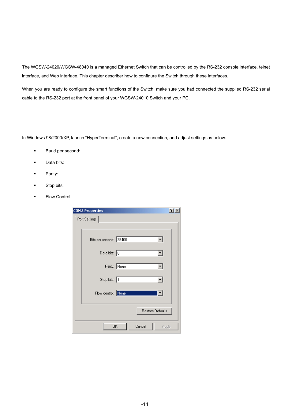 Command structure, 1 connect to pc’s rs-232 serial port | Planet Technology WGSW-48040 User Manual | Page 142 / 371