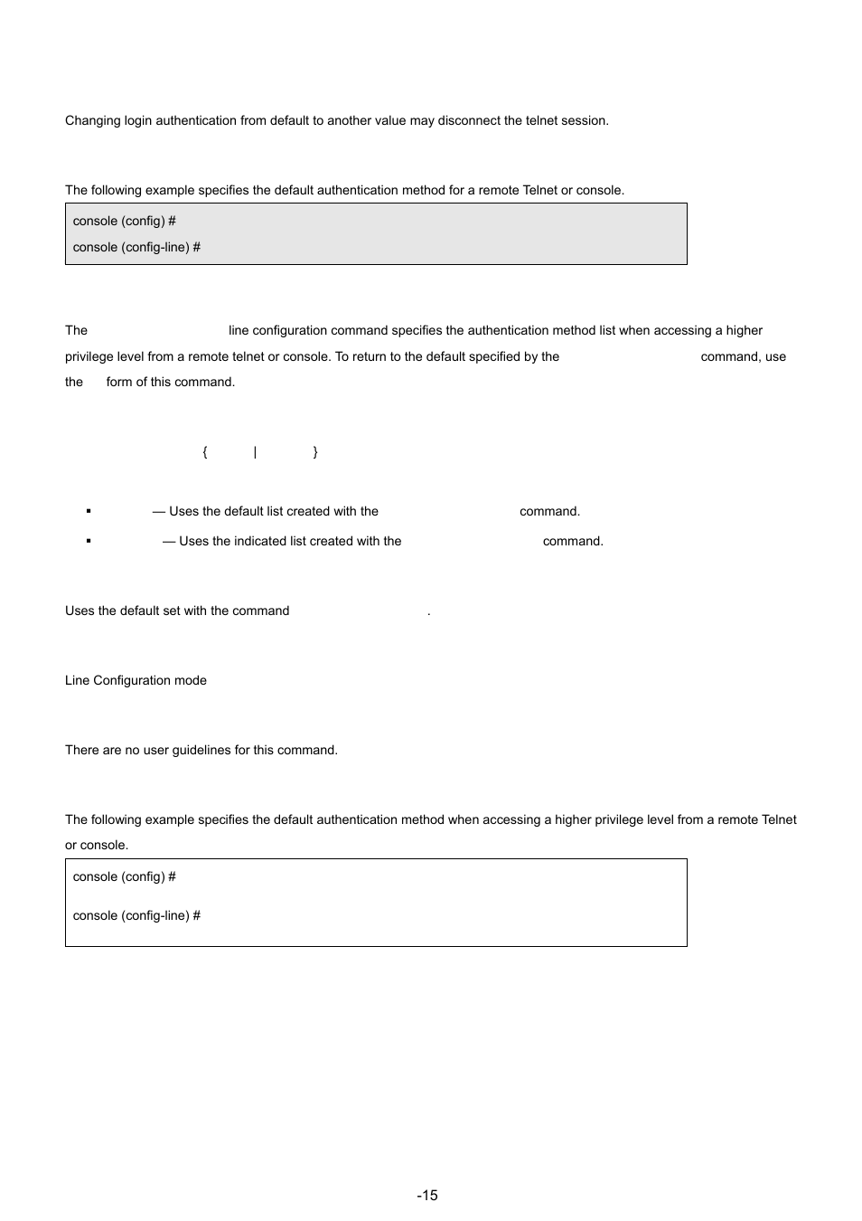 4 enable authentication, User guidelines, Example | Syntax, Default configuration, Command mode | Planet Technology WGSW-48040 User Manual | Page 152 / 371