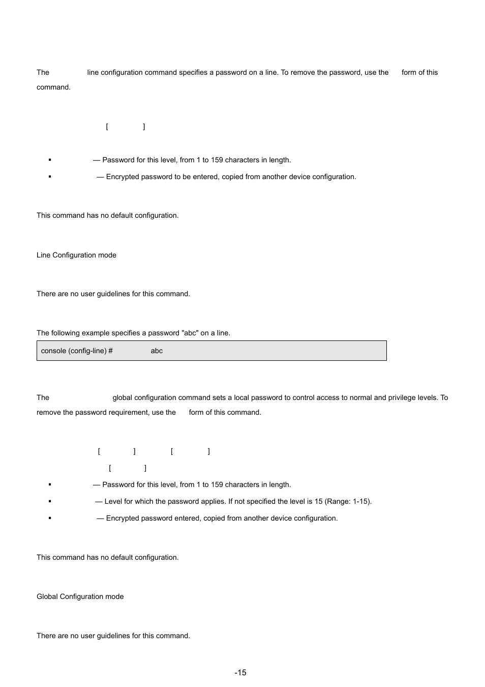 8 password, 9 enable password, Syntax | Default configuration, Command mode, User guidelines, Example | Planet Technology WGSW-48040 User Manual | Page 156 / 371