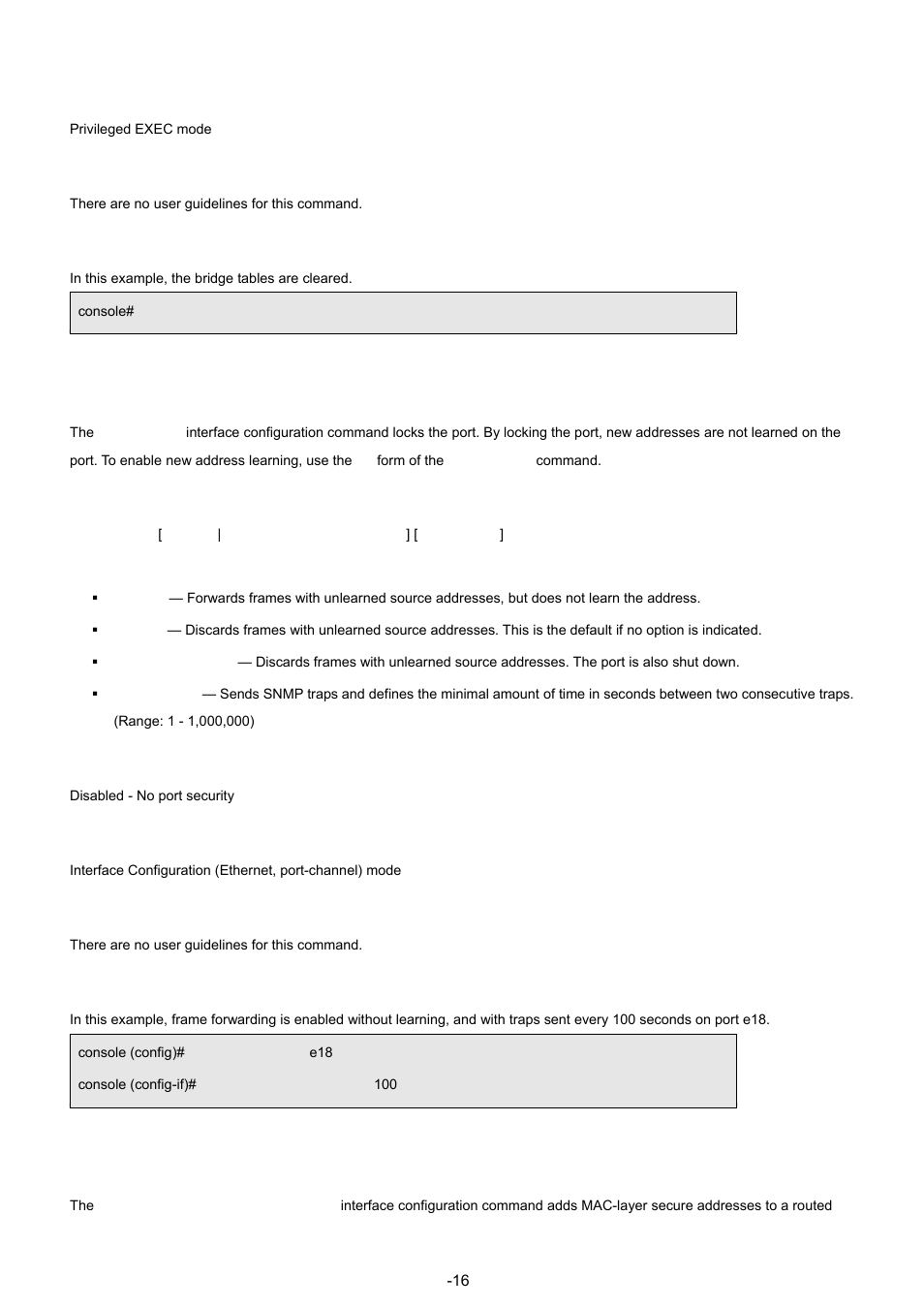 11 port security, 12 port security routed secure-address, Command mode | User guidelines, Example, Syntax, Default configuration | Planet Technology WGSW-48040 User Manual | Page 166 / 371