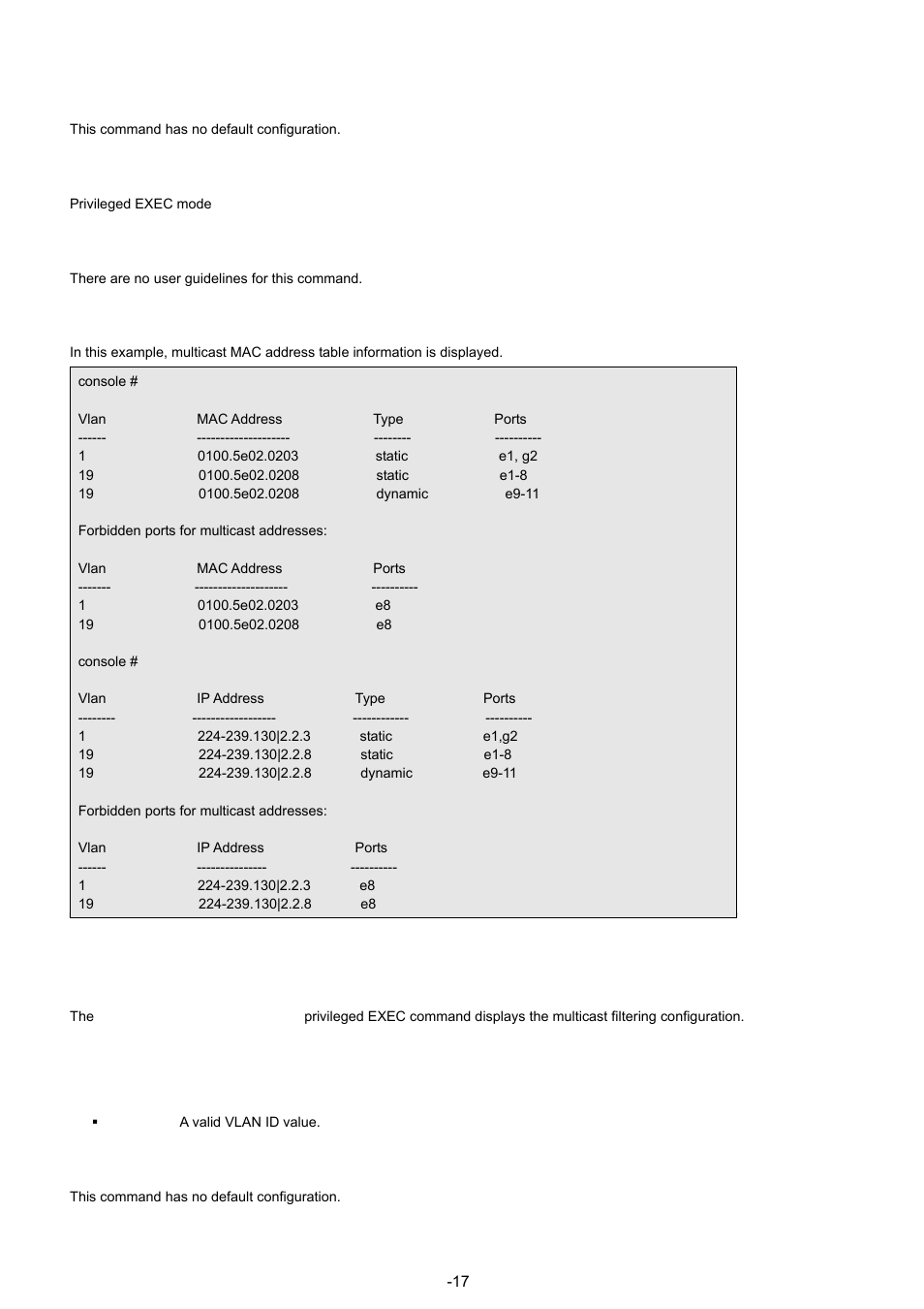 17 show bridge multicast filtering | Planet Technology WGSW-48040 User Manual | Page 170 / 371