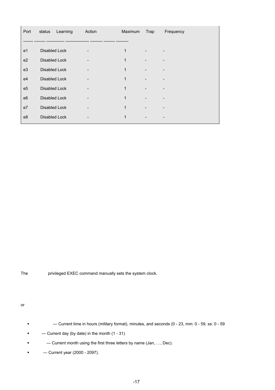 5 clock commands, 1 clock set | Planet Technology WGSW-48040 User Manual | Page 172 / 371