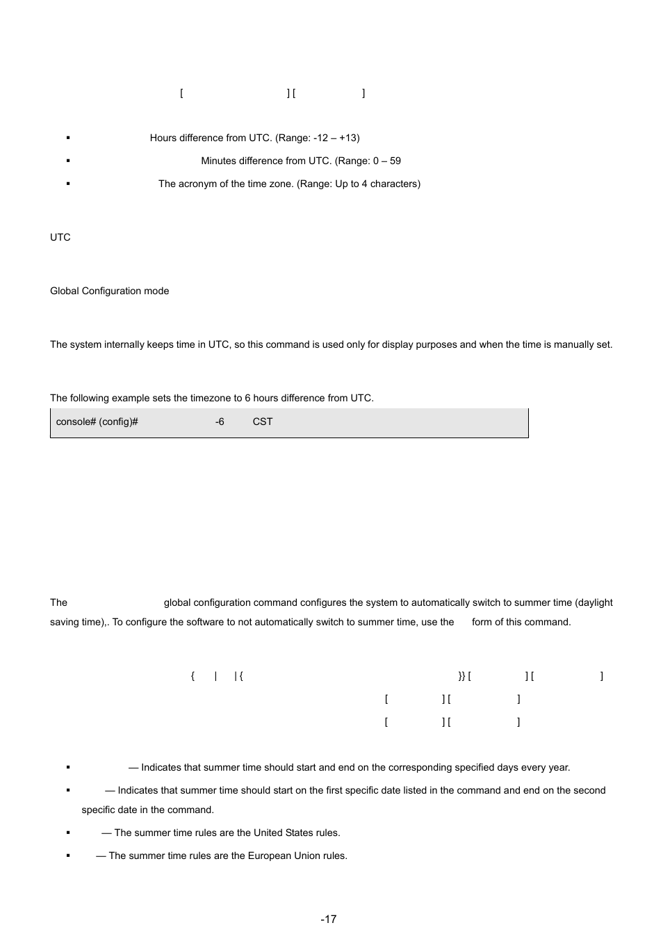 4 clock summer-time, Syntax, Default configuration | Command mode, User guidelines, Examples | Planet Technology WGSW-48040 User Manual | Page 174 / 371