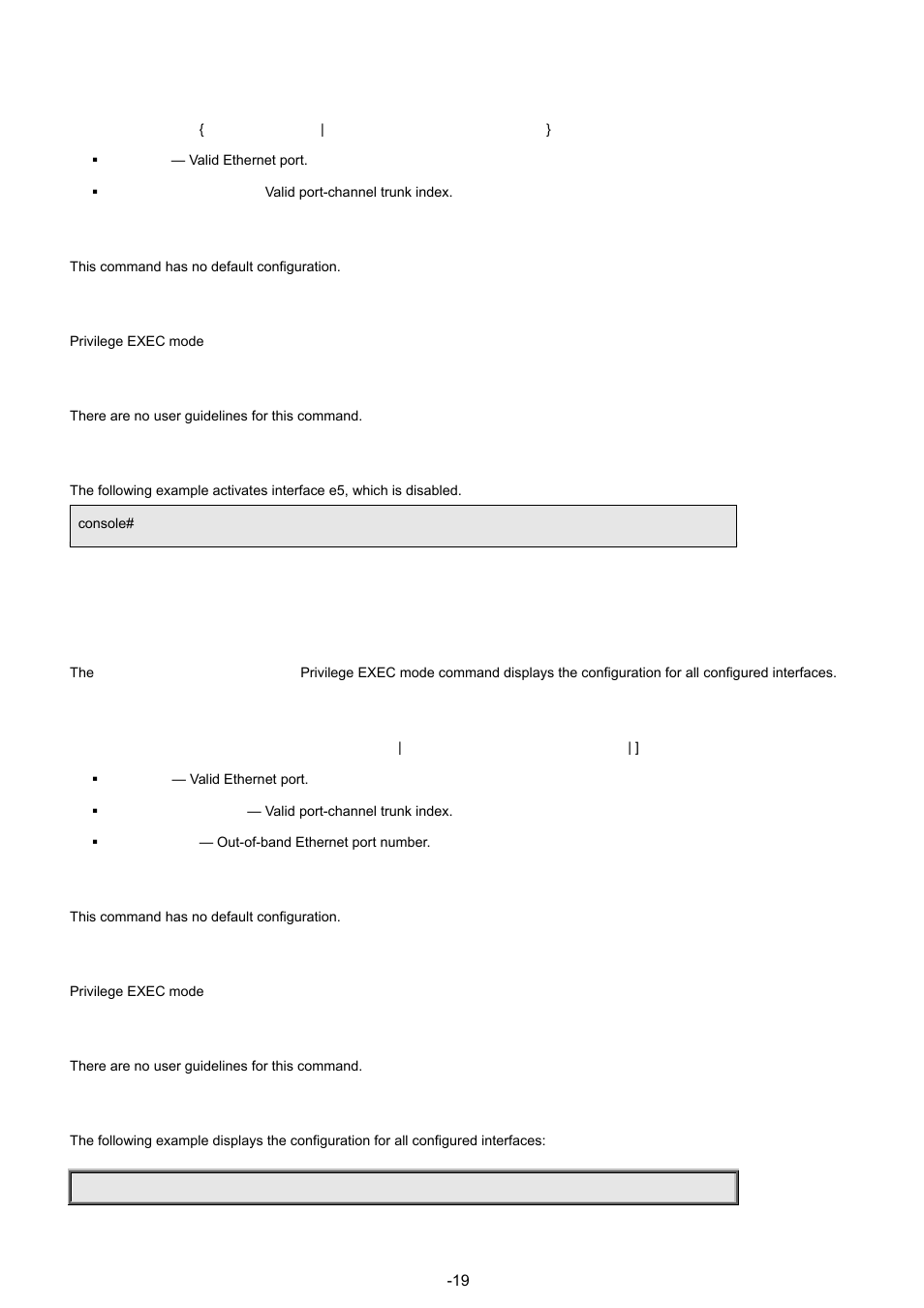 14 show interfaces configuration, Syntax, Default configuration | Command mode, User guidelines, Example, Command modes | Planet Technology WGSW-48040 User Manual | Page 198 / 371