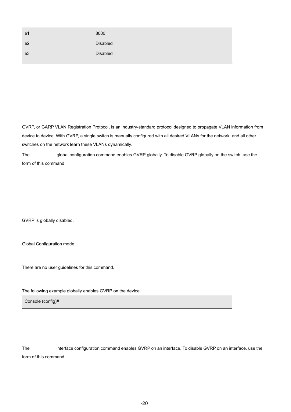 8 gvrp commands, 1 gvrp enable (global), 2 gvrp enable (interface) | Planet Technology WGSW-48040 User Manual | Page 207 / 371