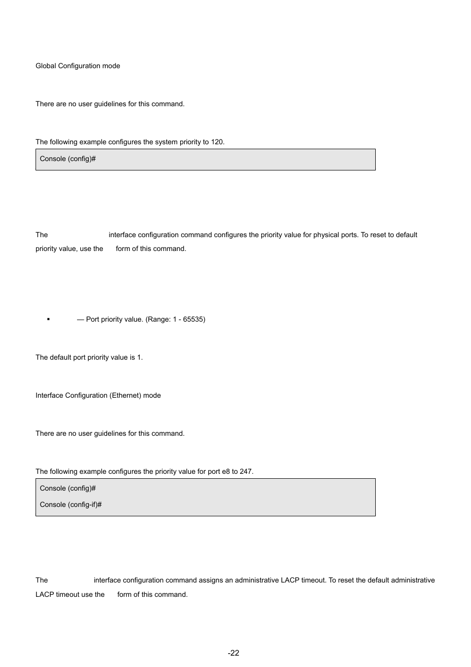 2 lacp port-priority, 3 lacp timeout | Planet Technology WGSW-48040 User Manual | Page 226 / 371