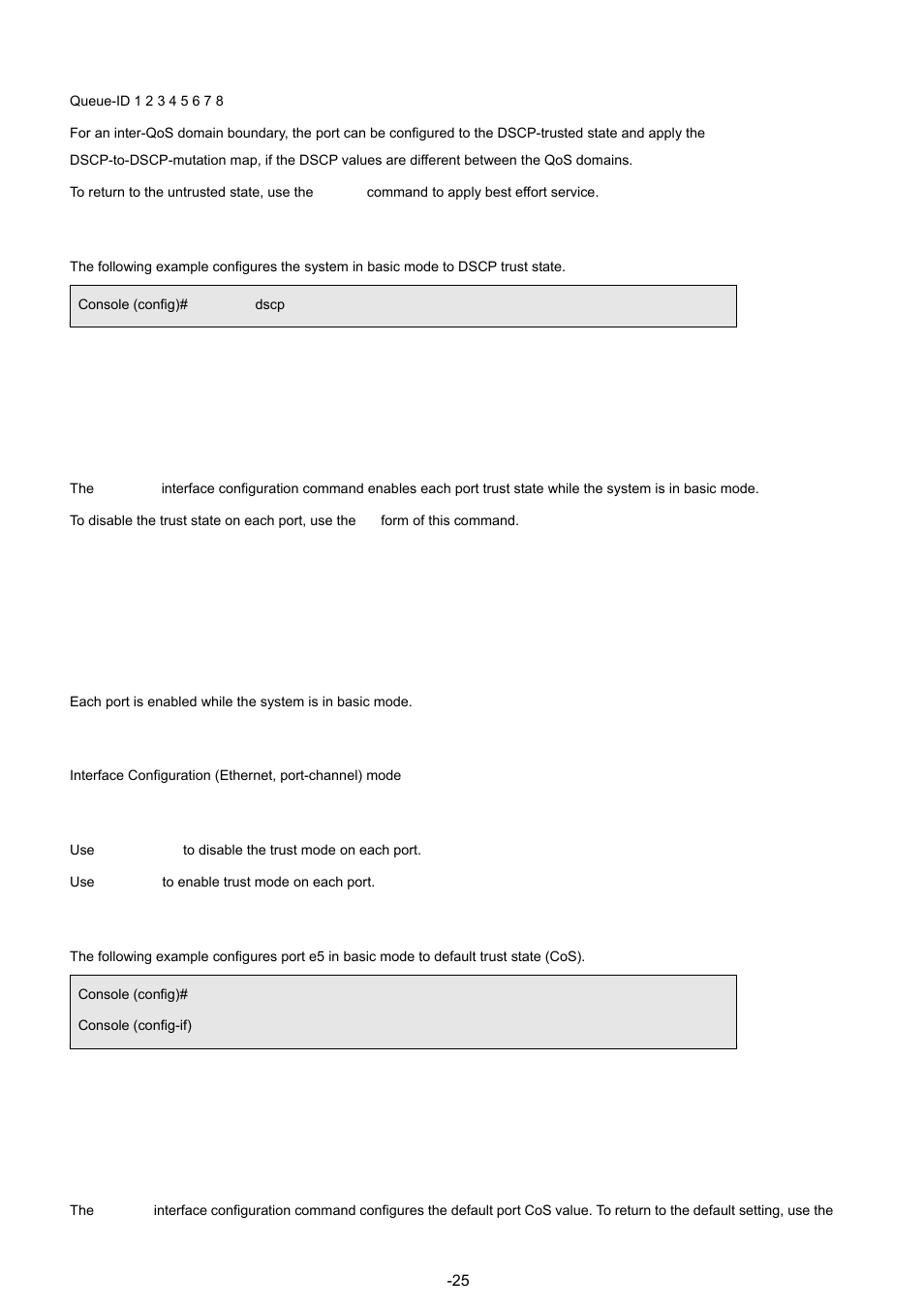 9 qos trust (interface), 10 qos cos, Example | Syntax, Default configuration, Command mode, User guidelines | Planet Technology WGSW-48040 User Manual | Page 254 / 371